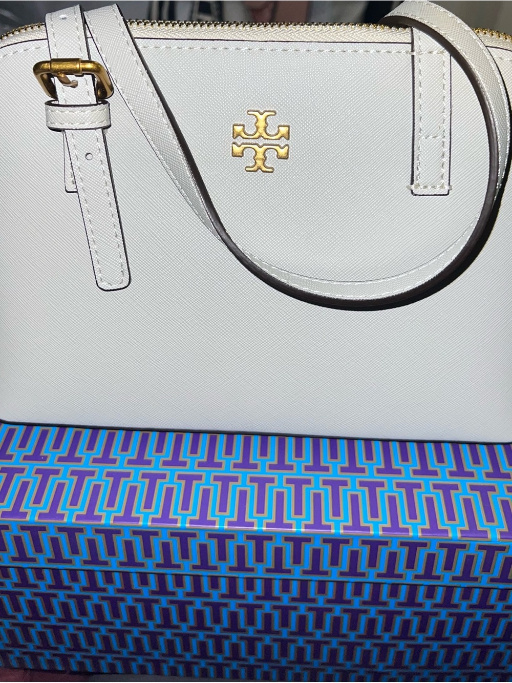 Light Grey Saffiano Leather Crossbody